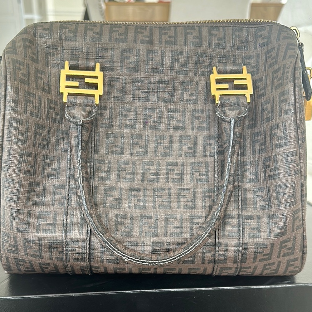 Fendi Brown and Gold Satchel with Monogram Pattern